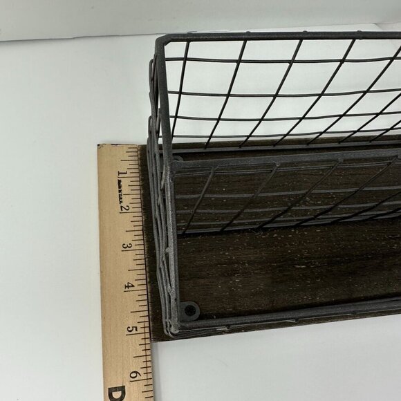 Rae Dunn LETTERS Wire Mail Basket Organizer Wood Base Farmhouse Office Decor - Picture 10 of 12